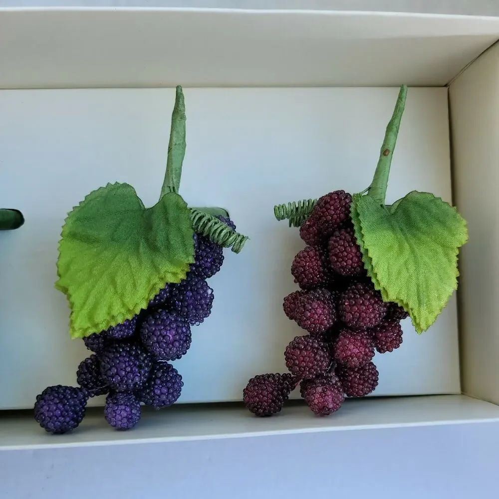 Pier 1 Beaded Fruit GRAPES Napkin RINGS Holders Set of 4 Tablescape Decor